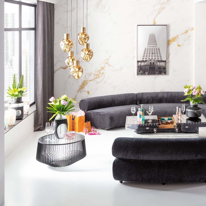 Salontafel van glas en zwart staal - Corinne - Kare Design