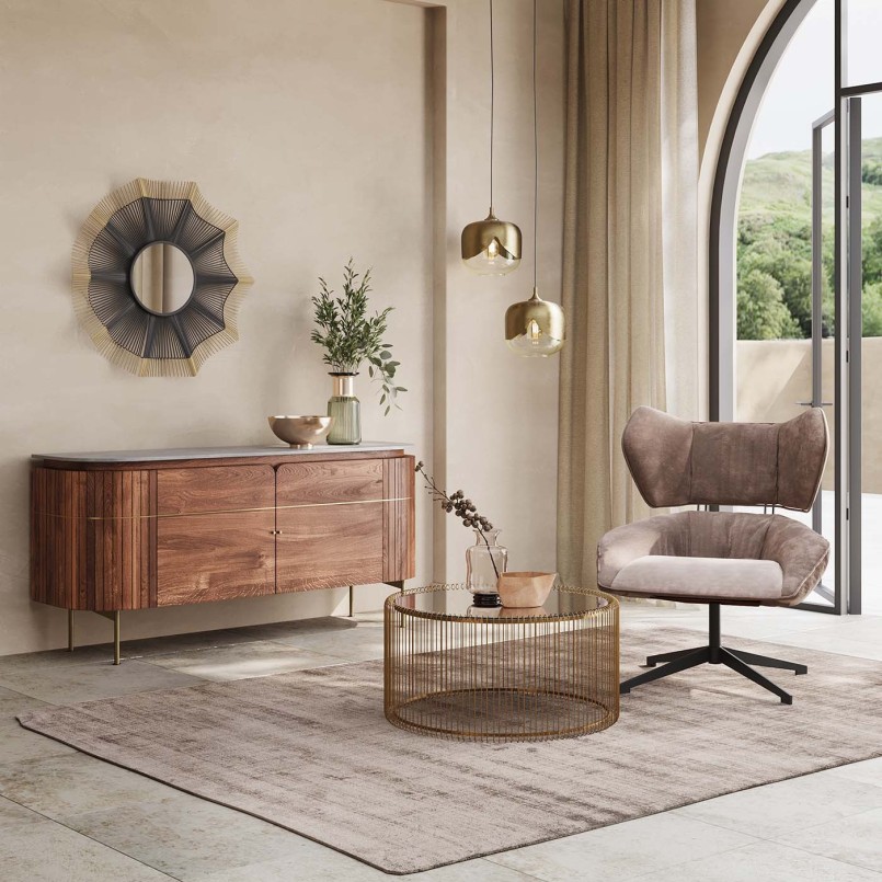 Dressoir van massief mango en wit marmer - Grace - Kare Design