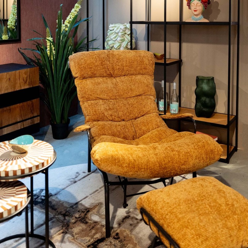 Gele schommelstoel met voetensteun - Wenen - Kare Design