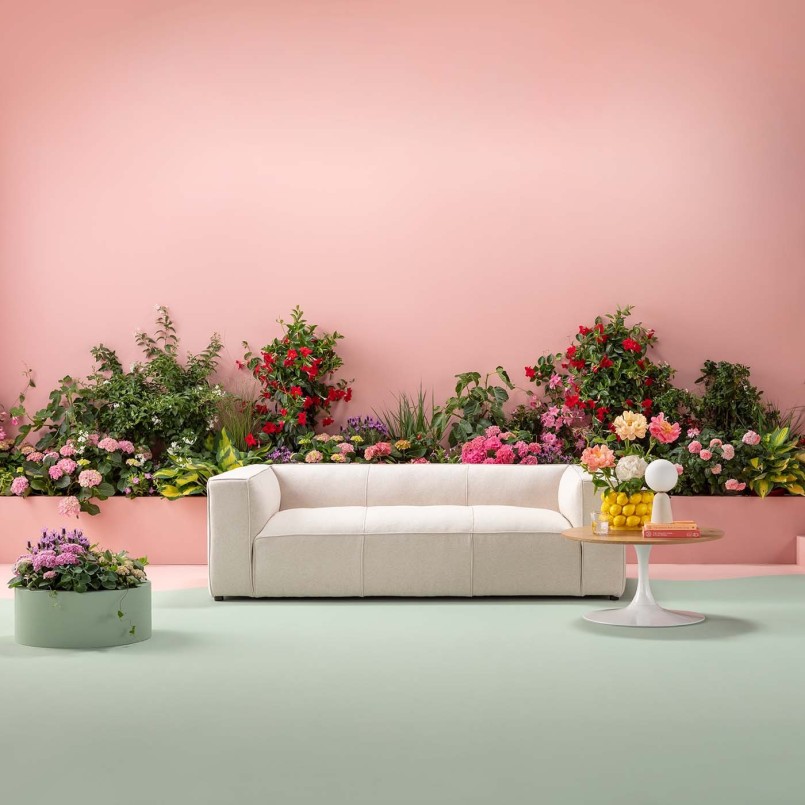 3-zits bank in creme stof - Cubetto - Kare Design