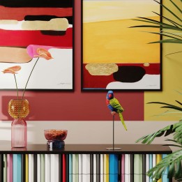 Green, blue and orange parrot on a branch - Kare Design