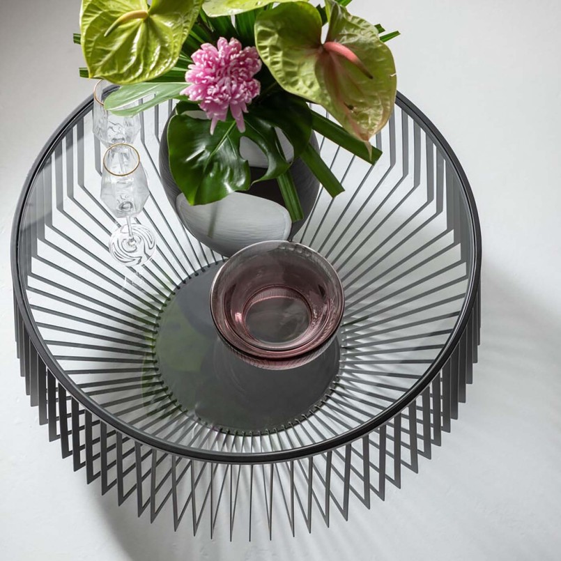 Glass and black steel coffee table - Corinne - Kare Design