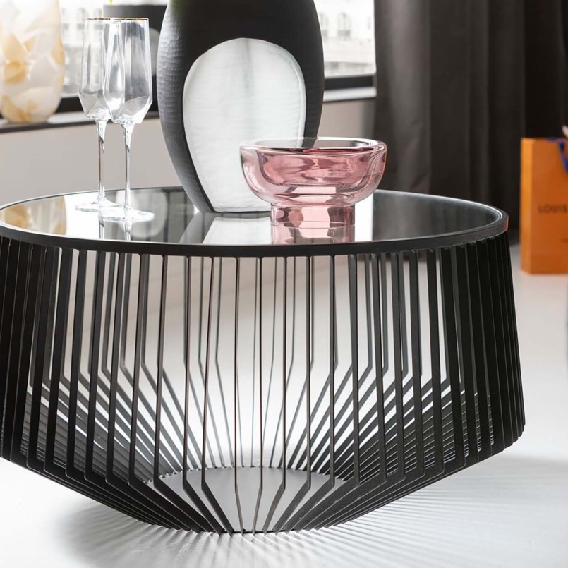 Salontafel van glas en zwart staal - Corinne - Kare Design