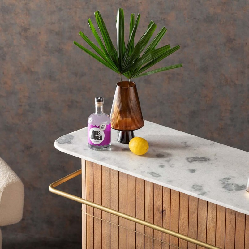 Bar van massief mango en wit marmer - Grace - Kare Design