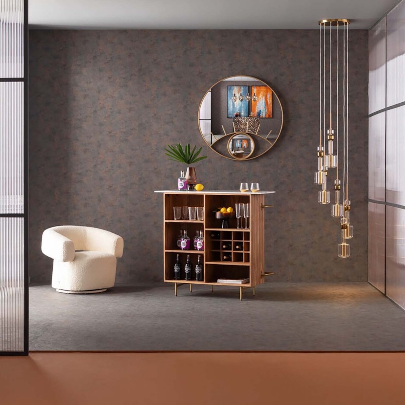 Bar van massief mango en wit marmer - Grace - Kare Design