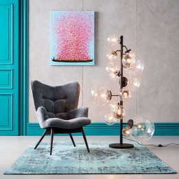 Flowers painting blue and pink pirogue - Touched - Kare Design