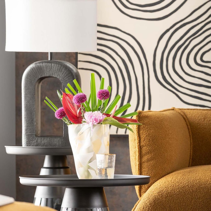 Glazen vaas in beige en wit - Galicia - Kare Design