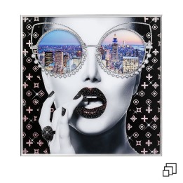 Vrouw met bril ingelijste poster - NY View - Kare Design