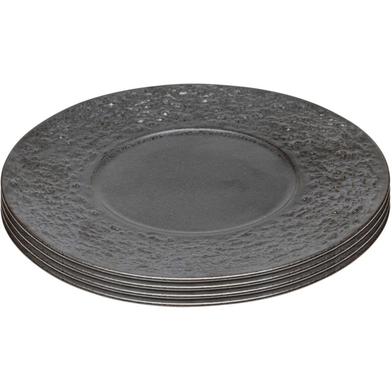 Zwarte steengoed borden, set van 4 - Cosmsos - Kare Design