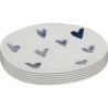 Witte borden met blauwe hartjes van steengoed, set van 6 - Cuori - Kare Design