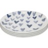 Witte borden met blauwe hartjes in steengoed set van 4 - Cuori - Kare Design