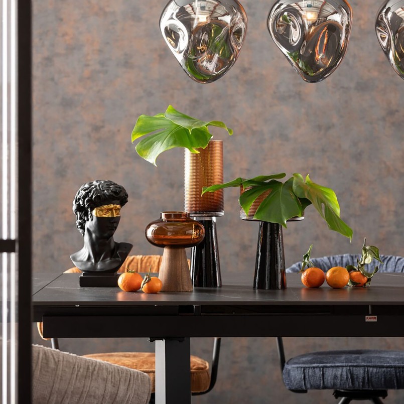 Bruine vaas van glas en hout - Aards - Kare Design