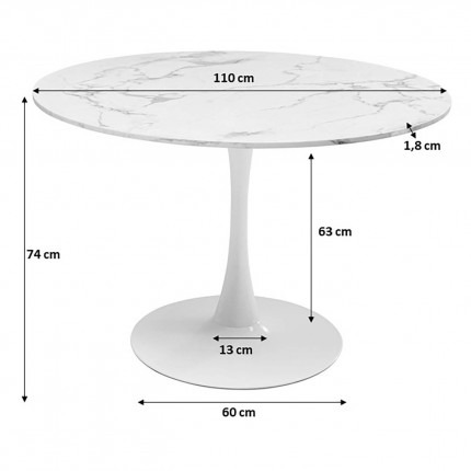 Eettafel Veneto Ø110cm creme Kare Design