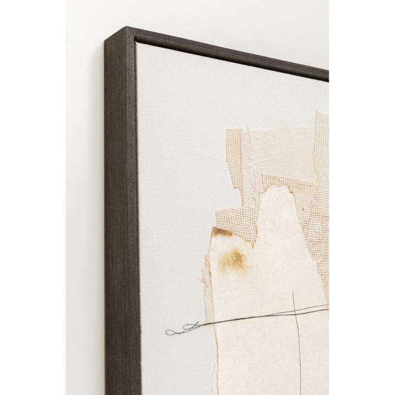 Vierkant beige abstract schilderij met structuur - Arty Collage - Kare Design