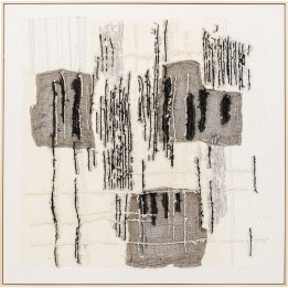 Square textured abstract painting in grey, black and beige - Cucito - Kare Design