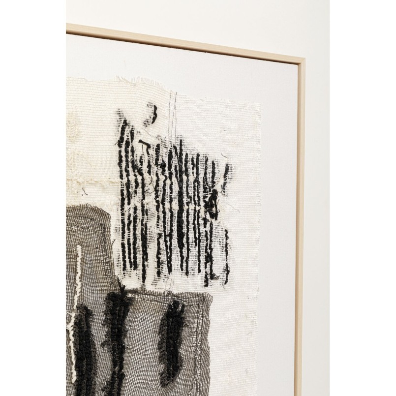 Square textured abstract painting in grey, black and beige - Cucito - Kare Design
