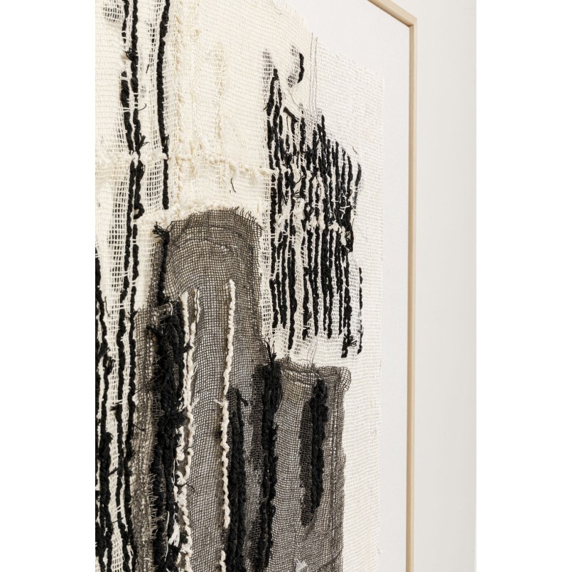 Square textured abstract painting in grey, black and beige - Cucito - Kare Design