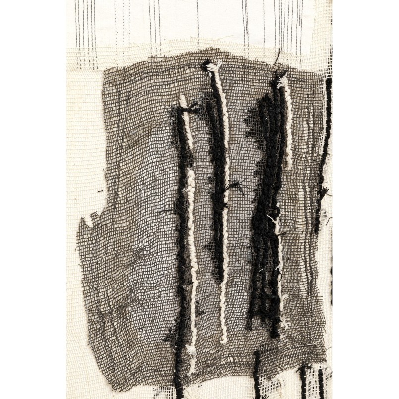 Square textured abstract painting in grey, black and beige - Cucito - Kare Design