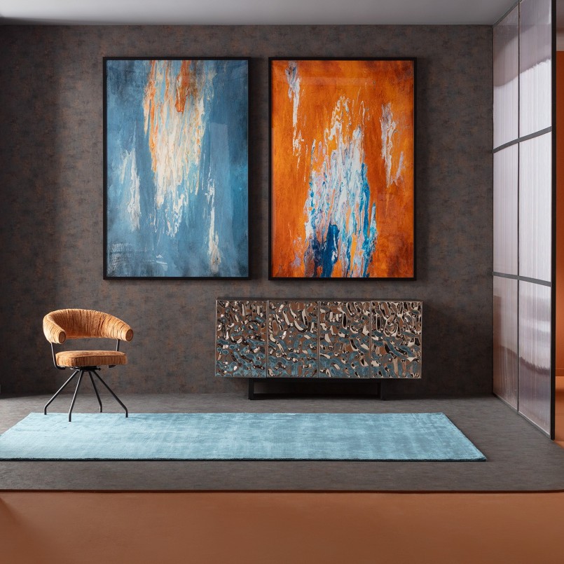 Blauwe abstracte ingelijste afbeelding - Artistas - Kare Design