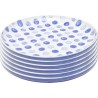 Witte steengoed borden met blauwe stippen, set van 6 - Partitio Dots - Kare Design