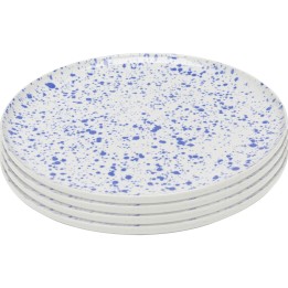 White stoneware plates with blue spots, set of 4 - Partito Sprinkles - Kare Design