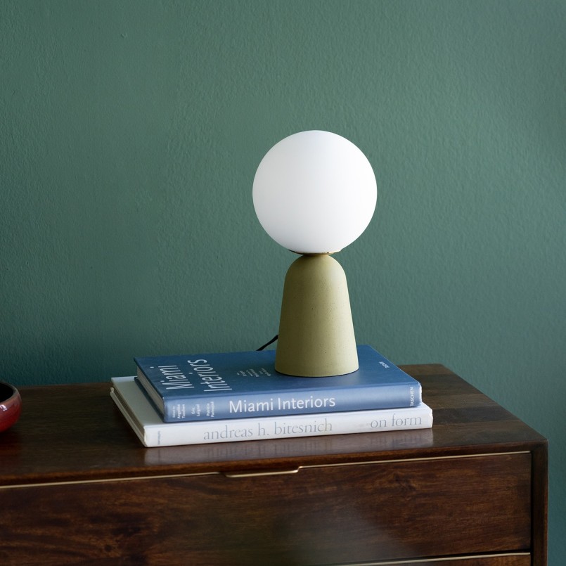 White glass and green cement lamp - Bollie - Kare Design
