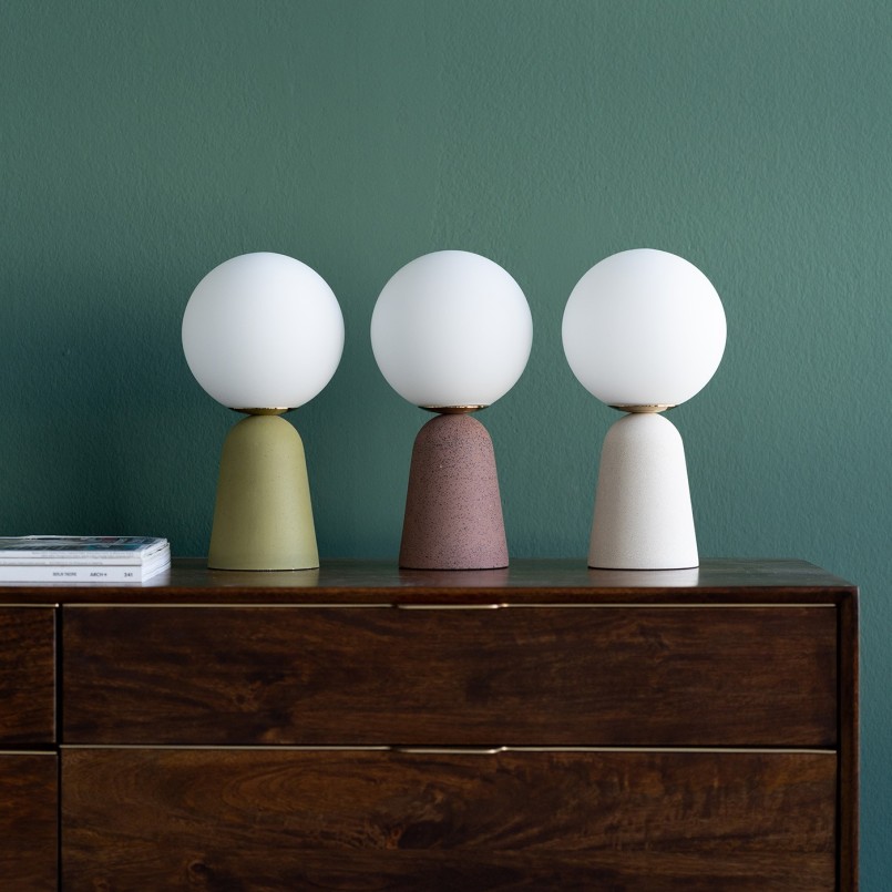 White glass and green cement lamp - Bollie - Kare Design