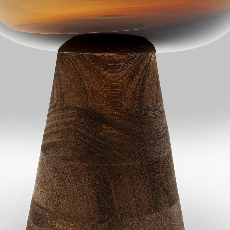 Bruine vaas van glas en hout - Aards - Kare Design