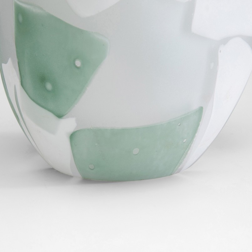 Groene en witte glazen vaas - Galicië - Kare Design