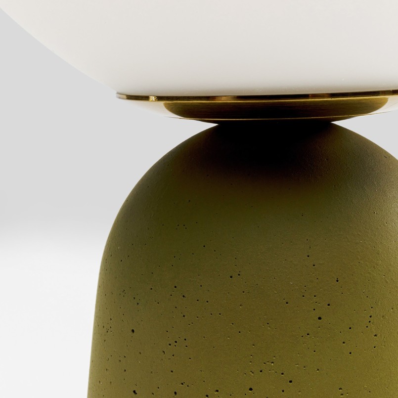 White glass and green cement lamp - Bollie - Kare Design