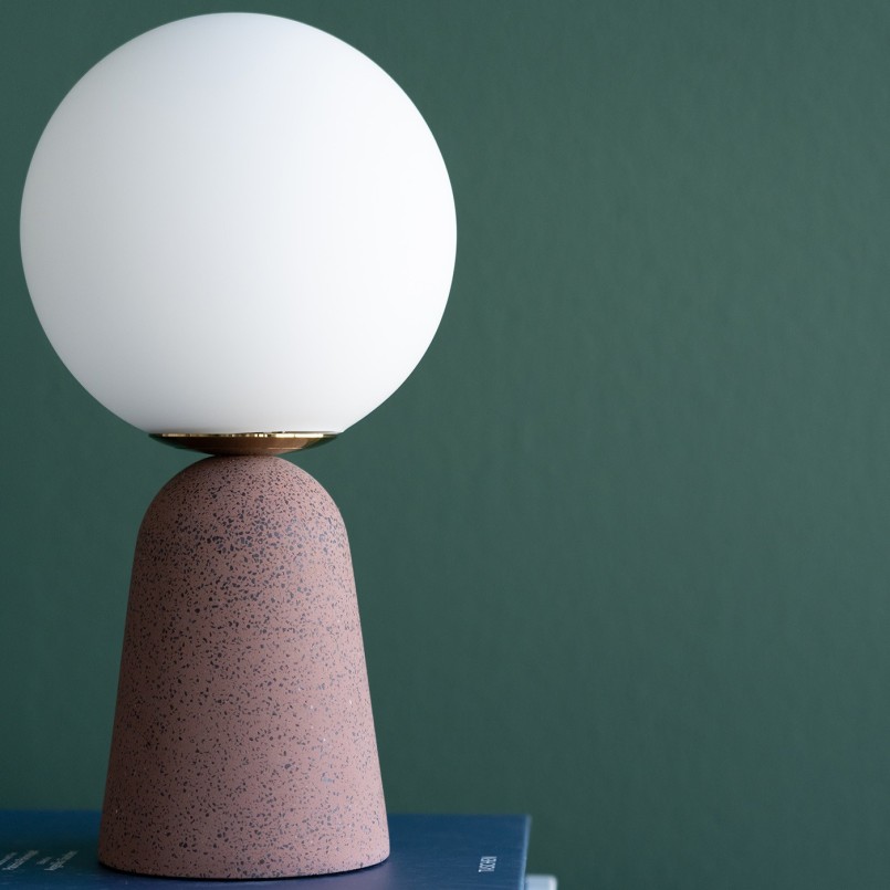 White glass and red cement lamp - Bollie - Kare Design