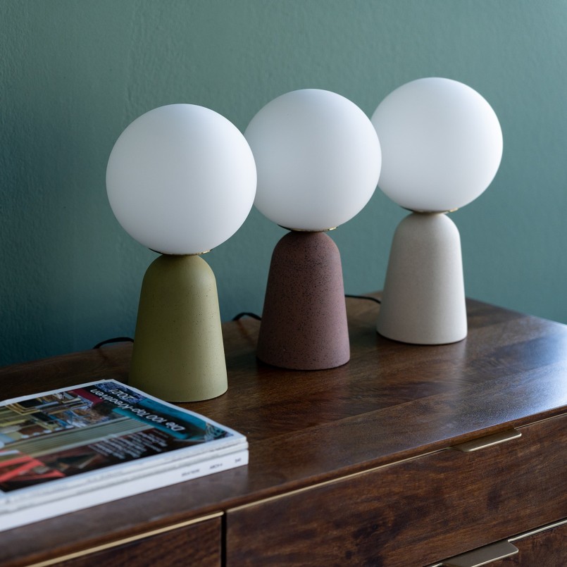 White glass and red cement lamp - Bollie - Kare Design