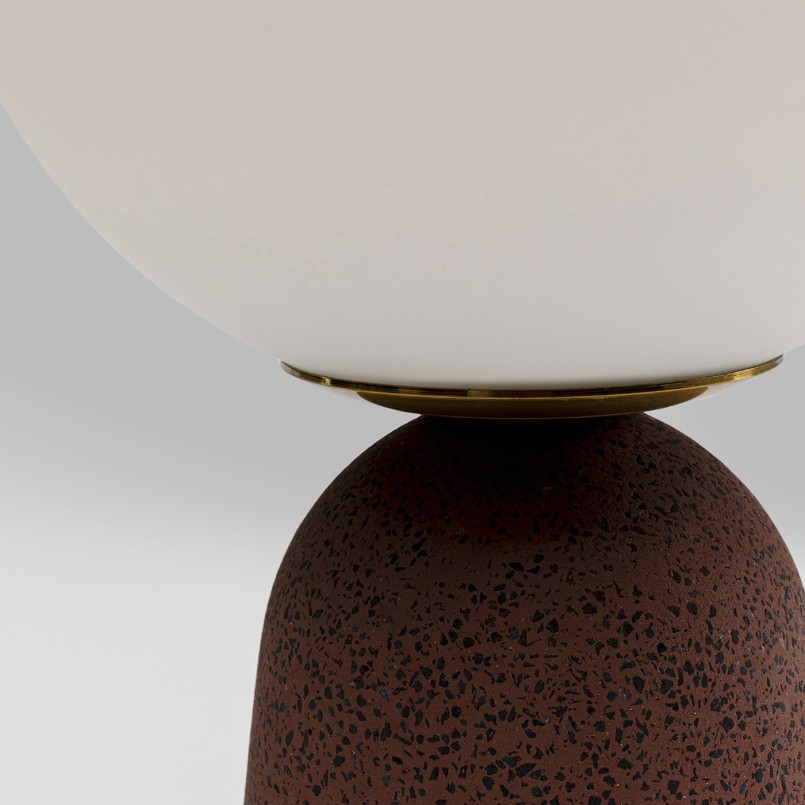 Lamp van wit glas en rood cement - Bollie - Kare Design
