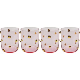 Roze waterglazen met gouden hartjes - Party Hearts - Kare Design