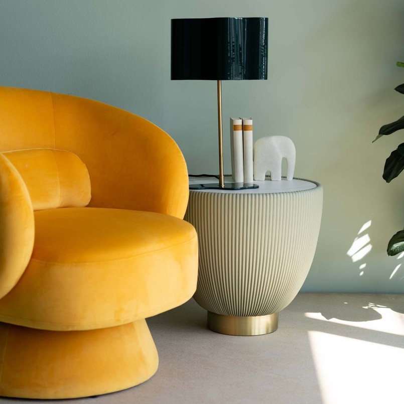 Round white marble effect side table - Endless - Kare Design