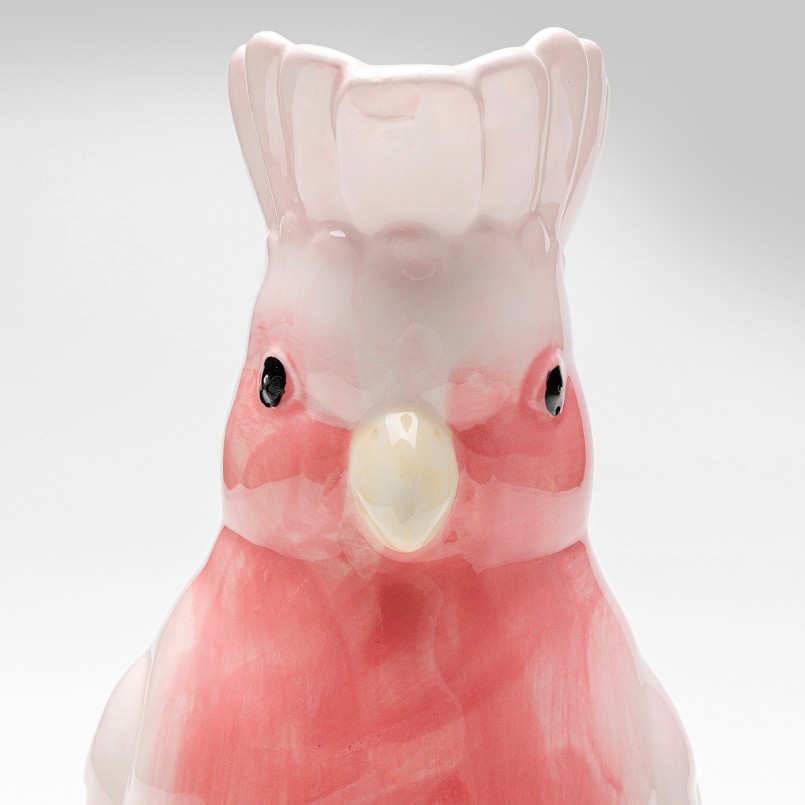 Witte en roze keramische kaketoe karaf - Kare Design