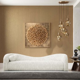 3-zitsbank in crème en beige geweven stof - Livia - Kare Design