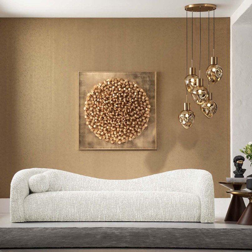 3-seater sofa in cream and beige woven fabric - Livia - Kare Design