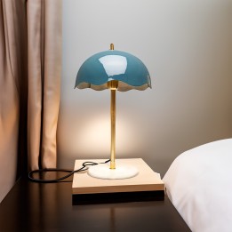 Retro lamp van blauw staal en wit marmer - Lia - Kare Design