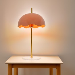 Retro pink steel and white marble lamp - Lia - Kare Design