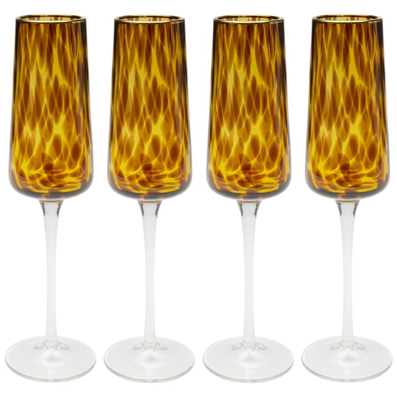 Brown glass champagne flutes - Caramel - Kare Design