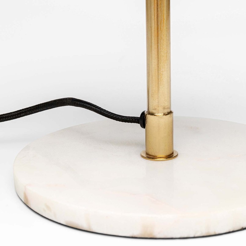 Retro lamp in oranje staal en wit marmer - Lia - Kare Design