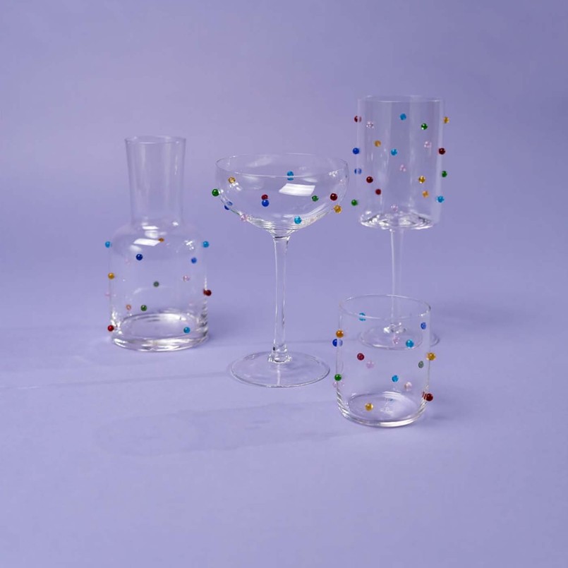 Glass decanter with multicolored 3D beads - Party Dots - Kare Design