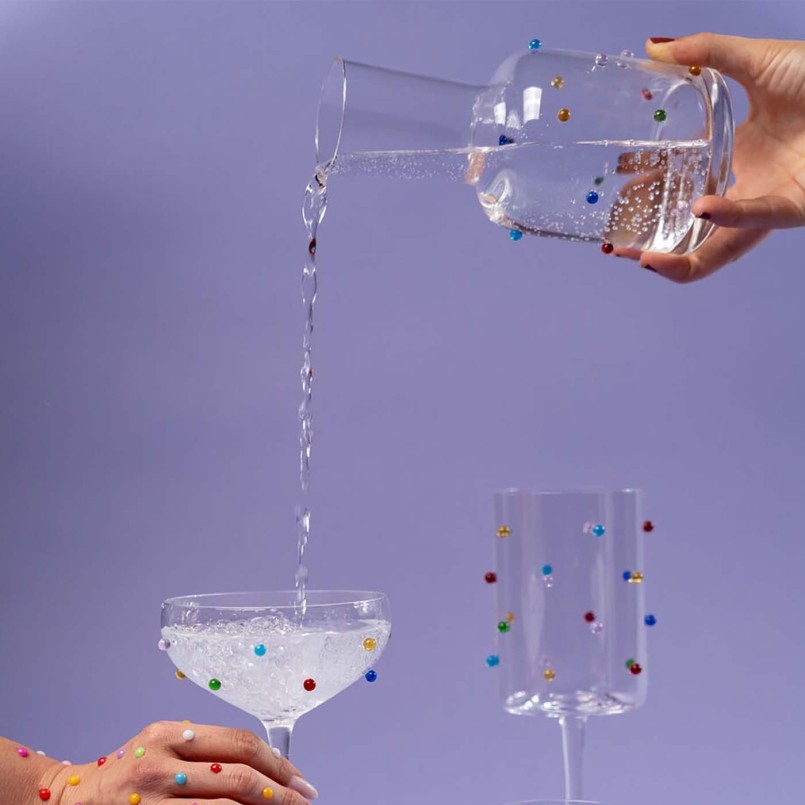 Glass decanter with multicolored 3D beads - Party Dots - Kare Design