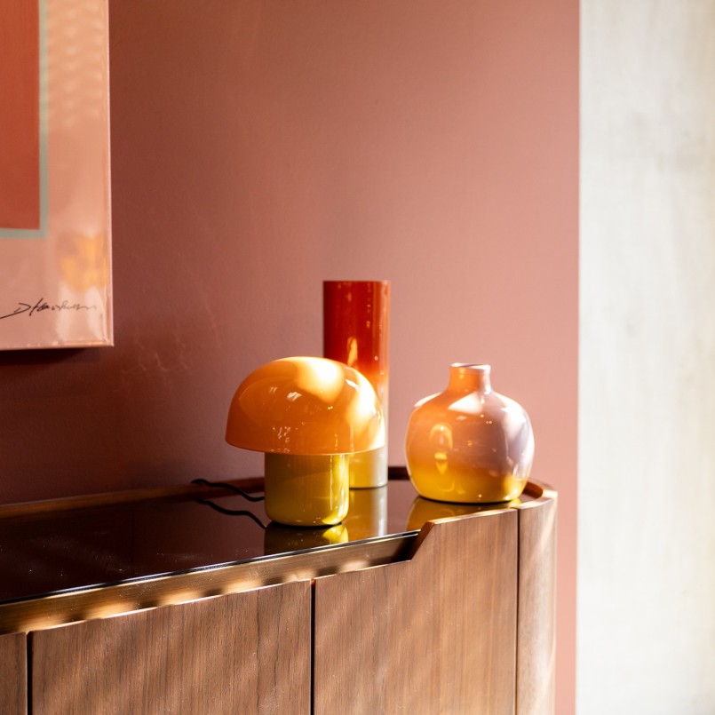 Paddestoel lamp in geel en oranje staal - Mushroom Duo - Kare Design