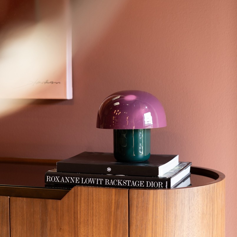 Paddenstoel lamp in paars en groen staal - Mushroom Duo - Kare Design