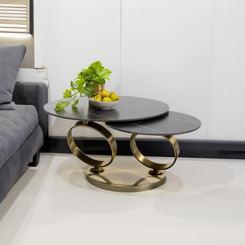 Draaibare salontafel goud en zwart - Beverly - Kare Design