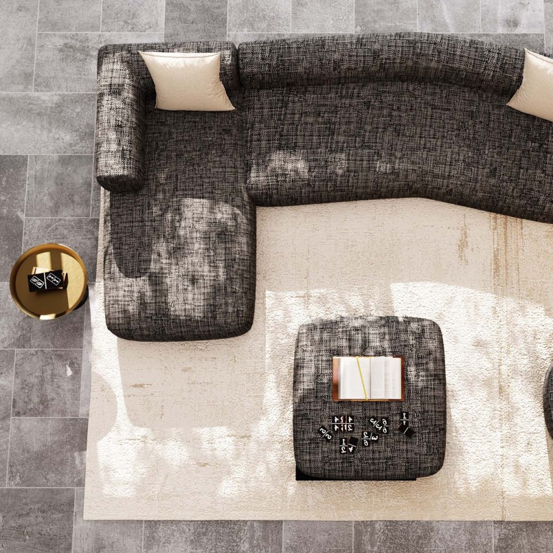 Zwart-witte stoffen hoekbank links - Bow - Kare Design