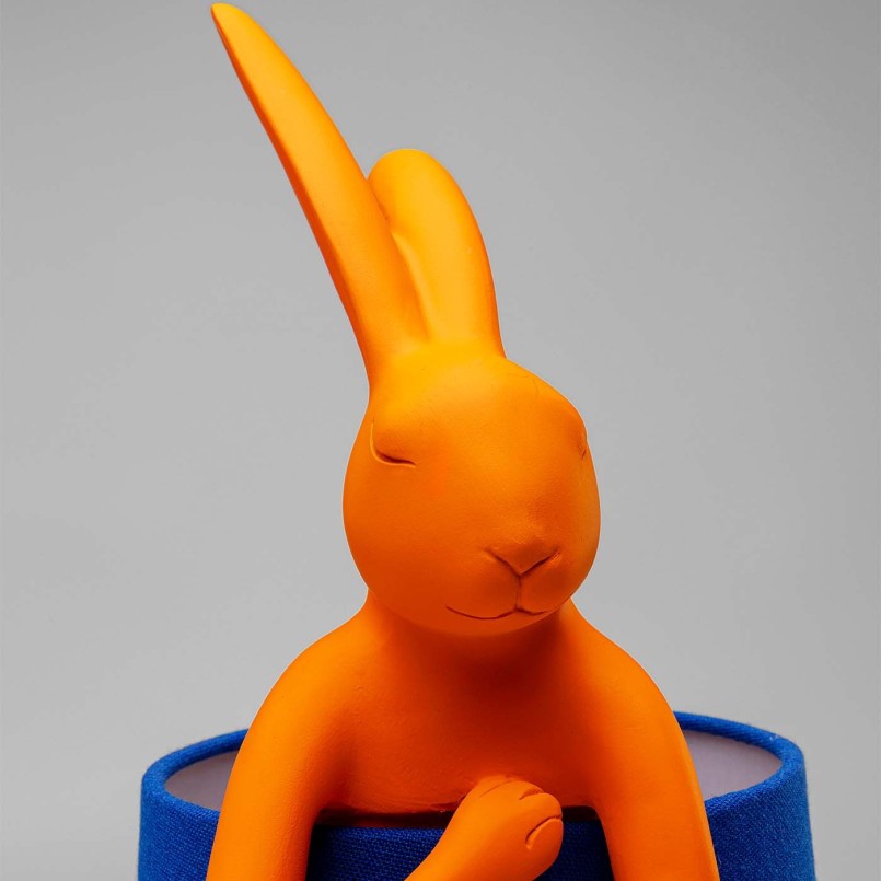 Violette konijnenlamp in oranje en blauw linnen - Animal - Kare Design