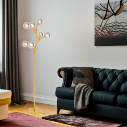 Vloerlamp van glas en verguld staal - Atomic Balls - Kare Design
